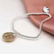 Faux Gold Cut-Out Stars Crystal Disc and Silver Plated Star Bracelet image
