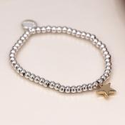 Silver Plated Bead Bracelet with Golden Star image