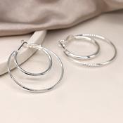 Silver Plated Double Circle Hoop Earrings image