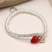 Silver Plated Bracelet with Strawberry and Gold Heart image