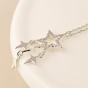 Silver Plated Crystal Star and Star Drops Necklace image