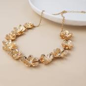 Faux Gold Textured Bloom Collar Necklace image