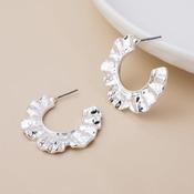Silver Plated Textured Wave C Post Earrings image