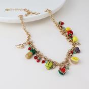 Faux Gold Necklace with Enamel Mixed Fruit Charms image