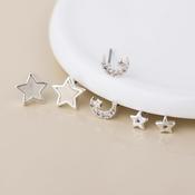 Silver Plated Stars and Moons Triple Pair Stud Pack image