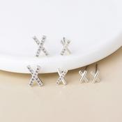 Silver Plated Crystal X Kiss Triple Pair Pack Earrings image