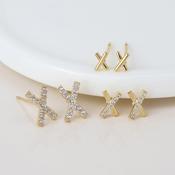 Faux Gold Crystal X Kiss Triple Pair Pack Earrings image
