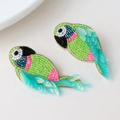 Neon Parrot Embellished Stud Drop Earrings image