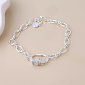 Chroma Silver Plated Link Bracelet with Mixed Crystal Rings