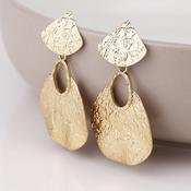Aegean Golden Worn Foil Finish Teardrop Statement Earrings image