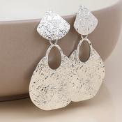Aegean Silver Plated Worn Foil Finish Teardrop Statement Earrings image