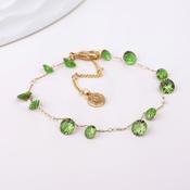 Lyra Golden Station Bracelet with Green Crystal Drops and Pearls
