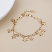 Stardust Golden Double Strand Star Drops Bracelet
