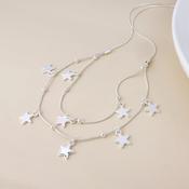 Stardust Silver Plated Double Strand Star Drops Necklace