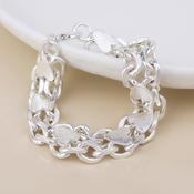 Unity Silver Plated Worn Chunky Chains and Hearts Bracelet
