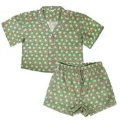 Olive Green Floral Cotton Short PJ Set with Gift Bag Size Small UK 8/10 image