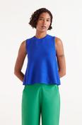 Blue Sleeveless Flared Top - M image