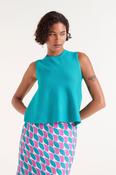 Ocean Blue Sleeveless Flared Top - L image