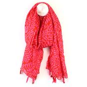 Red/Pink Vine Silhouette Organic Cotton Scarf with Tassels image