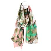 Pink/Green Mix Brush Stroke Print Scarf image