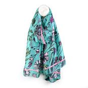 Turquoise Botanical Silk Feel Scarf image