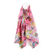 Pink/Multi Botanical Silk Feel Scarf image