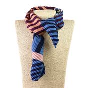 Blue/Burgundy Mix Stripe Recycled Poly Pleated Neckerchief image