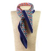 Blue Mix Poppy Print Recycled Poly Pleated Neckerchief image