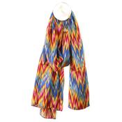 Red/Blue Mix Jazzy Print Recycled Poly Silk Feel Scarf image