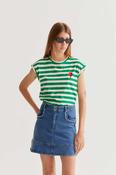 CF Green Stripe T-Shirt with Red Tulip - L image
