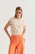 T-Shirt with Orange Print - M