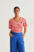 CF T-Shirt with Red Stripes and Blue Heart - S image