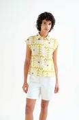 Shirt with Olive Flower Print - S image