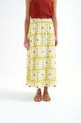 Long Skirt with Olive Flower Print - S image