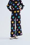 Knit Trousers with Heart Print - S