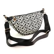 Black and White Tile Print Half Moon Bag