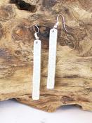 Long Rectangular Beaten Earrings Silver image