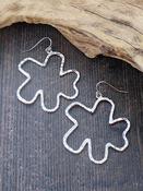 Metal Abstract Flower Earrings Silver image