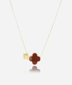 Copper Brown Clover Gold Necklace image