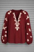 Retro Blouse with Embroidered Details - L