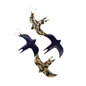 Two Birds Earrings Midnight Black Gold image
