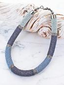 Short Beaded Necklace Denim image