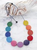 Short Wooden Rainbow Disc Necklace image