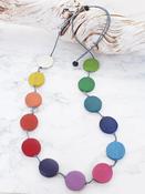 Long Wooden Rainbow Disc Necklace image