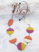 Wooden Two-Tone Disc Necklace image