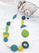 Long Wooden Mixed Shape Necklace Green image