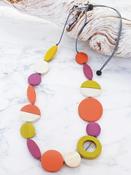 Long Wooden Mixed Shape Necklace Purple image