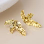 Aureus Gold Plated Textured Leaf Earrings image