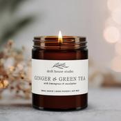 Ginger &amp; Green Tea - Scented Soy Candle in Amber Jar image