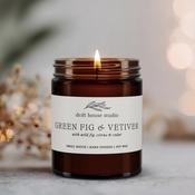 Green Fig &amp; Vetiver - Scented Soy Candle in Amber Jar image